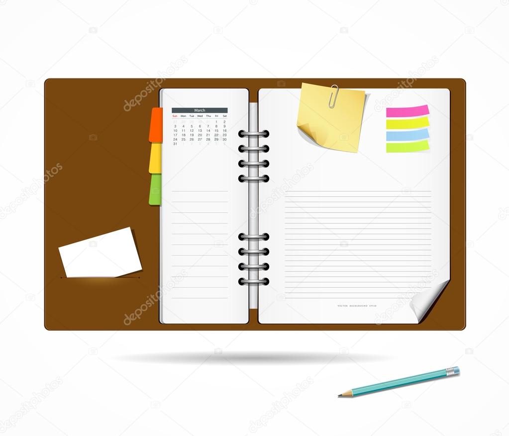 Diary note book modern design background vector
