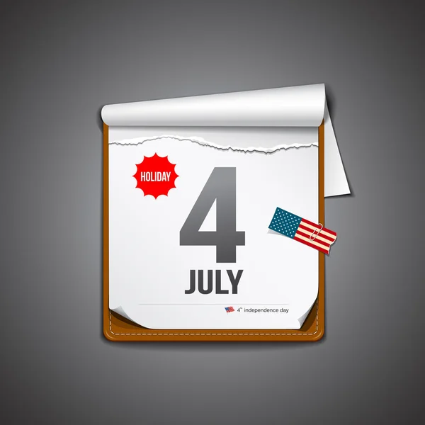 July 4 calendar, independence day american — Stock Vector