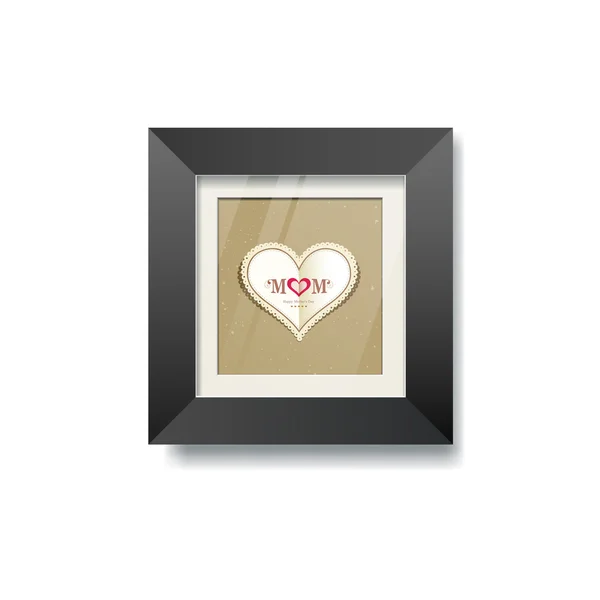 Black frame and heart paper picture background — Stock Vector