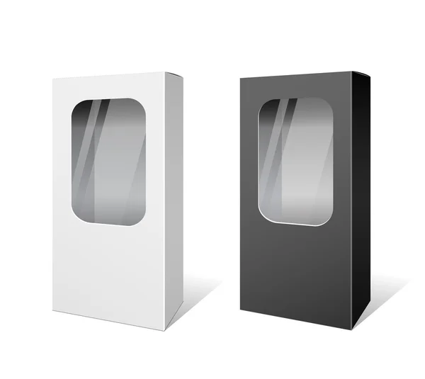 Conception d'emballage de produits de boîte blanche et noire — Image vectorielle