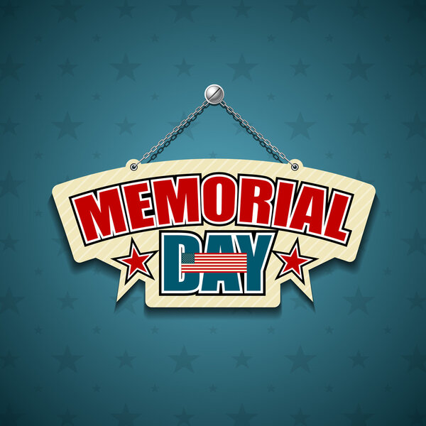 Memorial Day American signs hanging with chain Royalty Free Stock Vectors