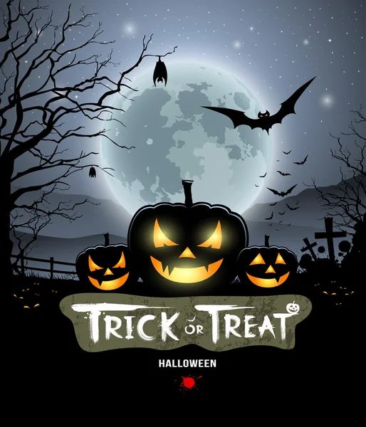 Halloween truque ou tratar abóbora design fundo — Vetor de Stock