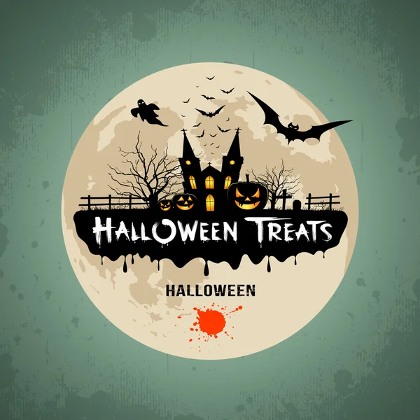 Halloween trata mensagem design grunge fundo — Vetor de Stock