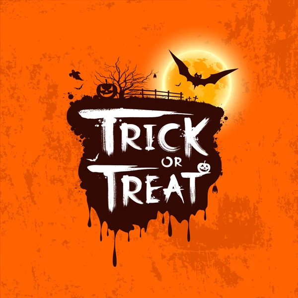 Halloween trick or treat message on orange background — Stock Vector