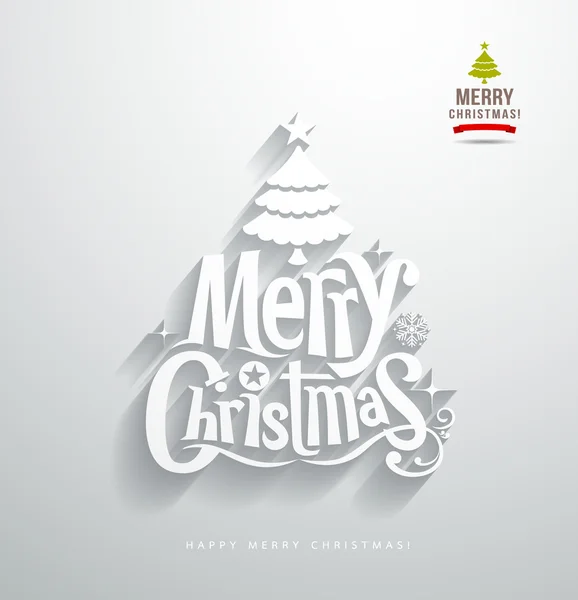 Feliz Natal, papel lettering cortar fundo design — Vetor de Stock