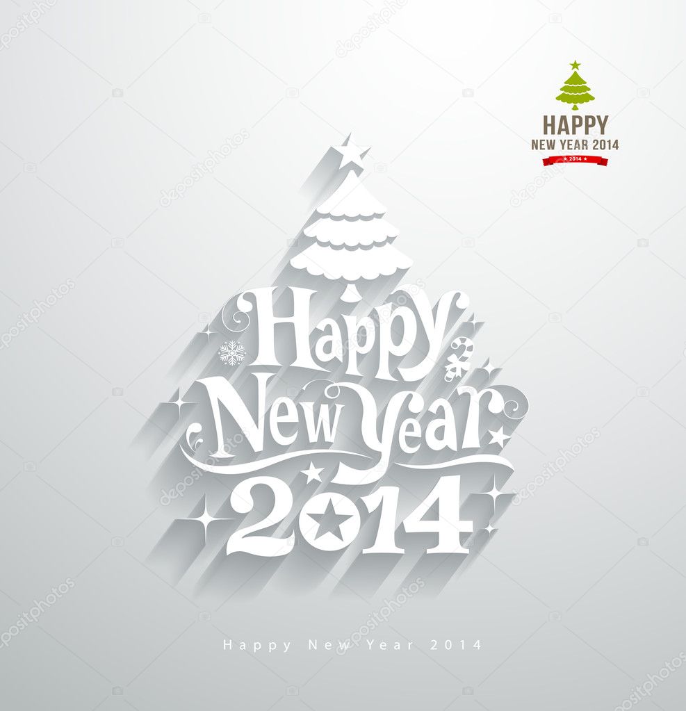 Happy new year, lettering paper cut design background