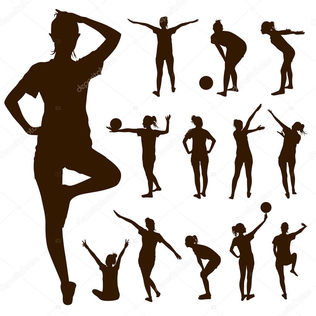 Silhouette people exercise design background