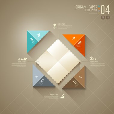 İş tasarımı için Infographics kesilmiş renkli kağıt origami