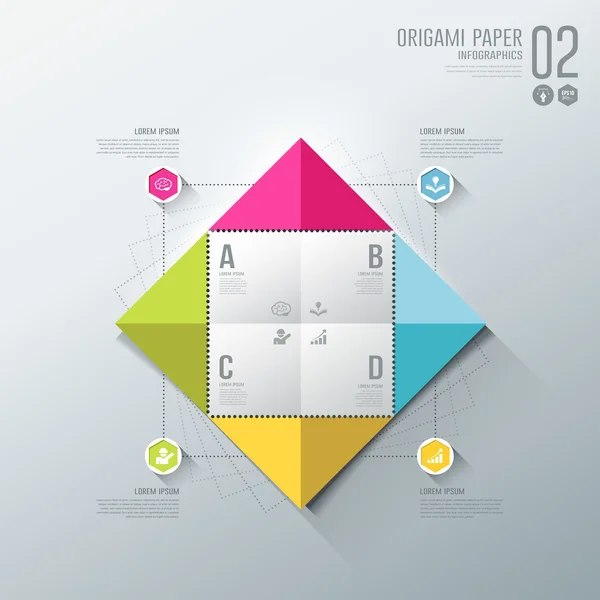 Infographics, kleurrijke origami papier voor zakelijke design — Stockvector