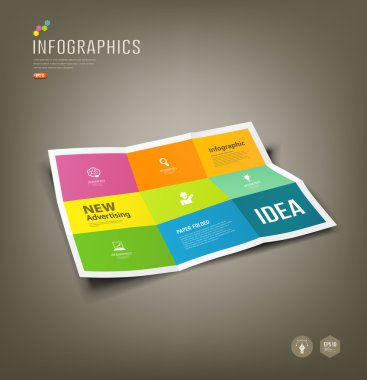 renkli kağıt infographics, iş tasarımı için katlanmış 9 kat