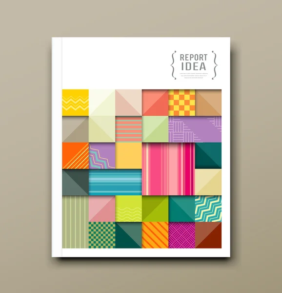 Annual report, colorful pattern fabrics square design — Stock Vector