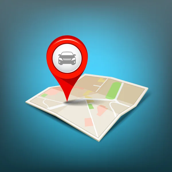 Carte pointeur rouge avec mon arrière-plan de conception de voiture — Image vectorielle