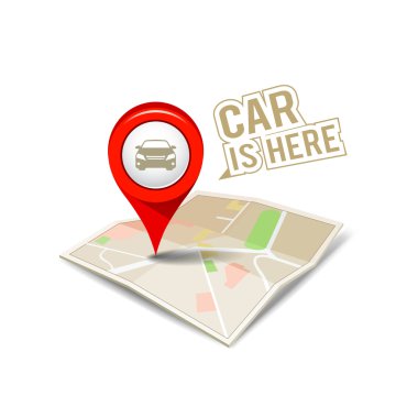 Map red pointer with my car isolated design clipart