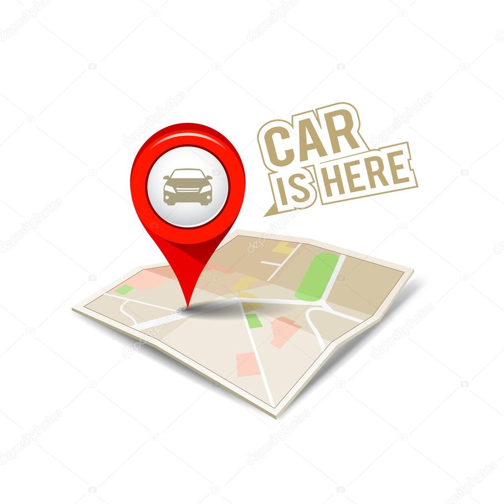 Map red pointer with my car isolated design