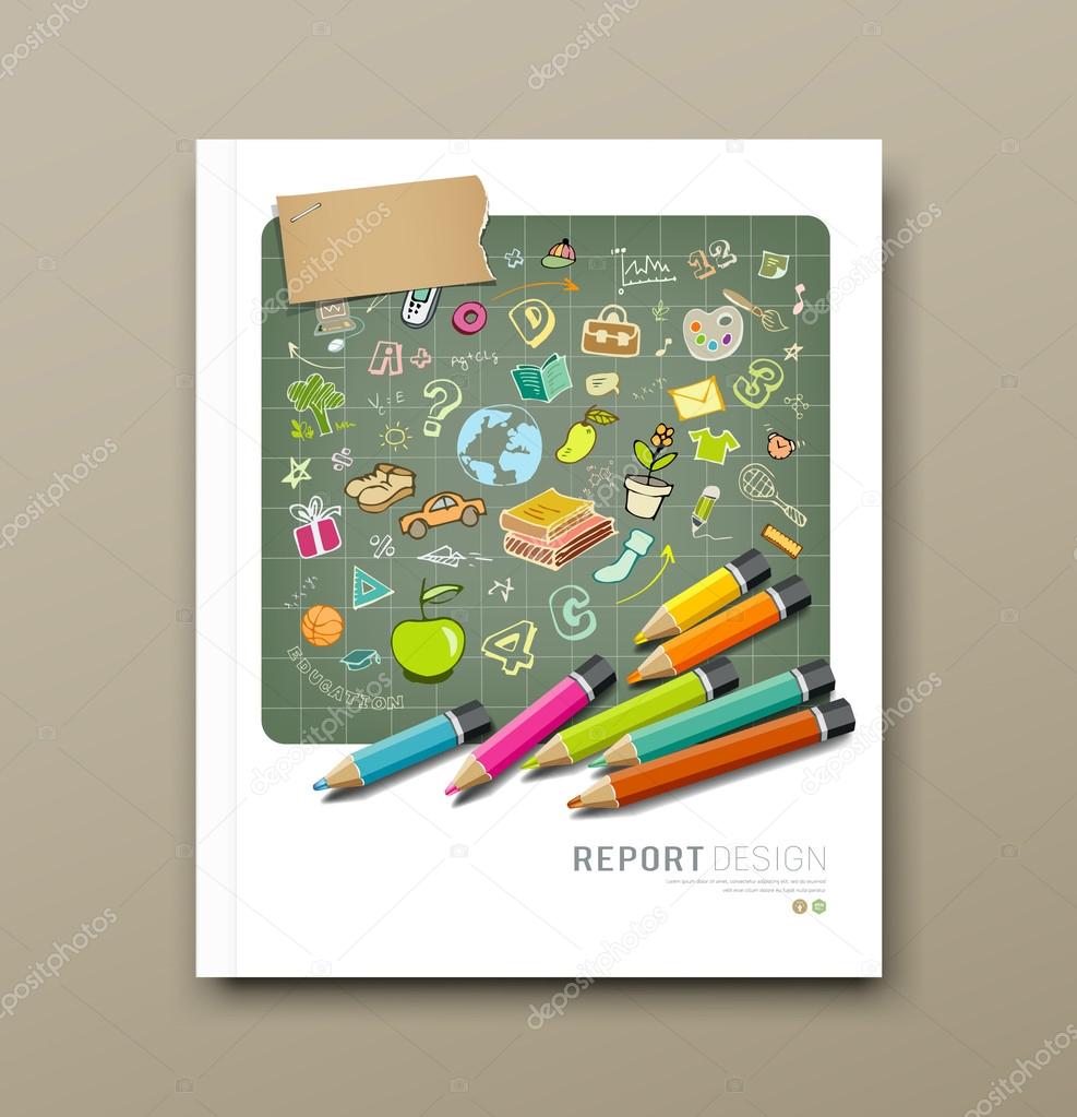 Cover report sketch hand drawn education icons