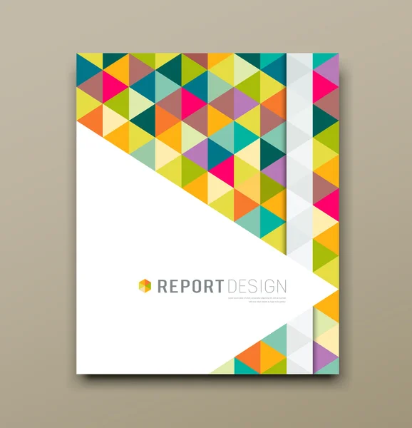 Rapport de couverture design géométrique triangle coloré — Image vectorielle