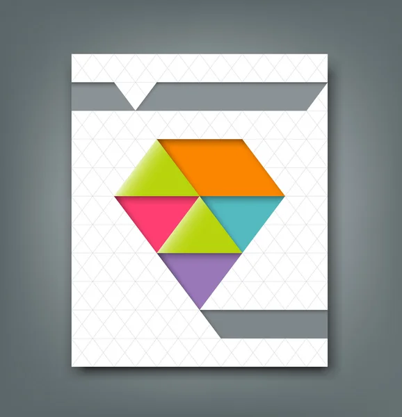 Обложка доклада красочный оригами бумажный треугольник дизайн — стоковый вектор