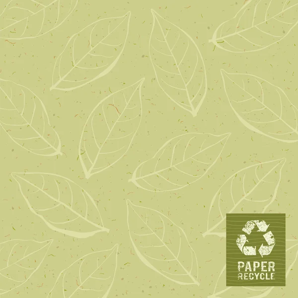 Paper recycle on leaf design background — Stock Vector