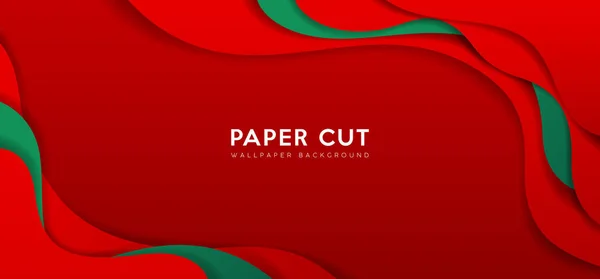 Papiergeschnittener Abstrakter Roter Und Grüner Designhintergrund Eps Vektorillustration — Stockvektor