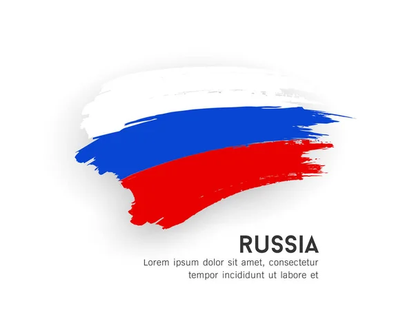 Bandera Rusia Diseño Pincelada Aislado Sobre Fondo Blanco Ilustración Vectorial — Archivo Imágenes Vectoriales