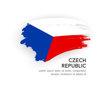 Çek Cumhuriyeti bayrağı, fırça darbesi tasarımı beyaz arkaplan üzerinde izole edilmiş, EPS10 vektör illüstrasyonu