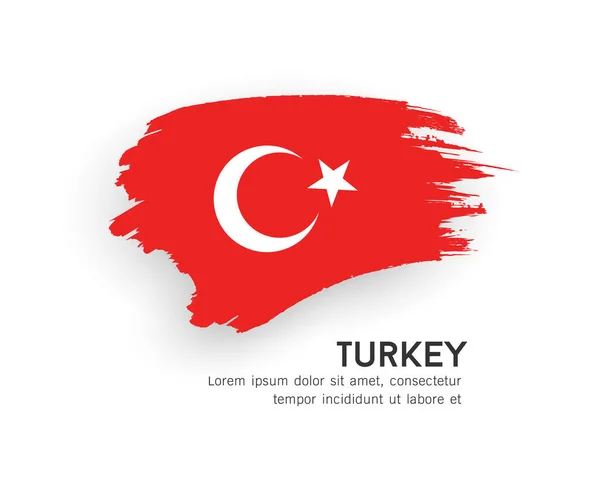 トルコの国旗 白を基調としたブラシストロークデザイン Eps10ベクトルイラスト — ストックベクタ