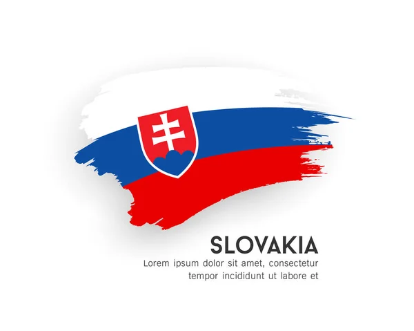 Vlag Van Slowakije Penseelstreek Ontwerp Geïsoleerd Witte Achtergrond Eps10 Vector — Stockvector