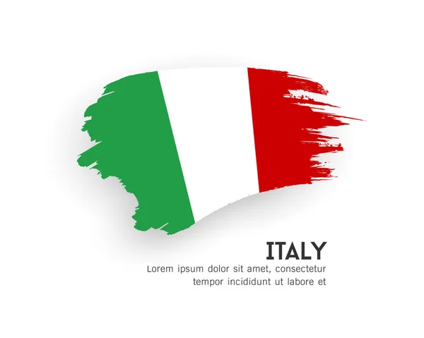 Vlag Van Italië Penseelstreek Ontwerp Geïsoleerd Witte Achtergrond Eps10 Vector — Stockvector