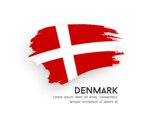 デンマークの国旗 白を基調としたブラシストロークデザイン Eps10ベクトルイラスト — ストックベクタ
