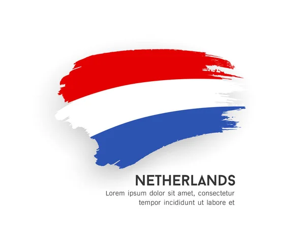 Flagge Der Niederlande Pinselstrich Design Isoliert Auf Weißem Hintergrund Eps10 — Stockvektor
