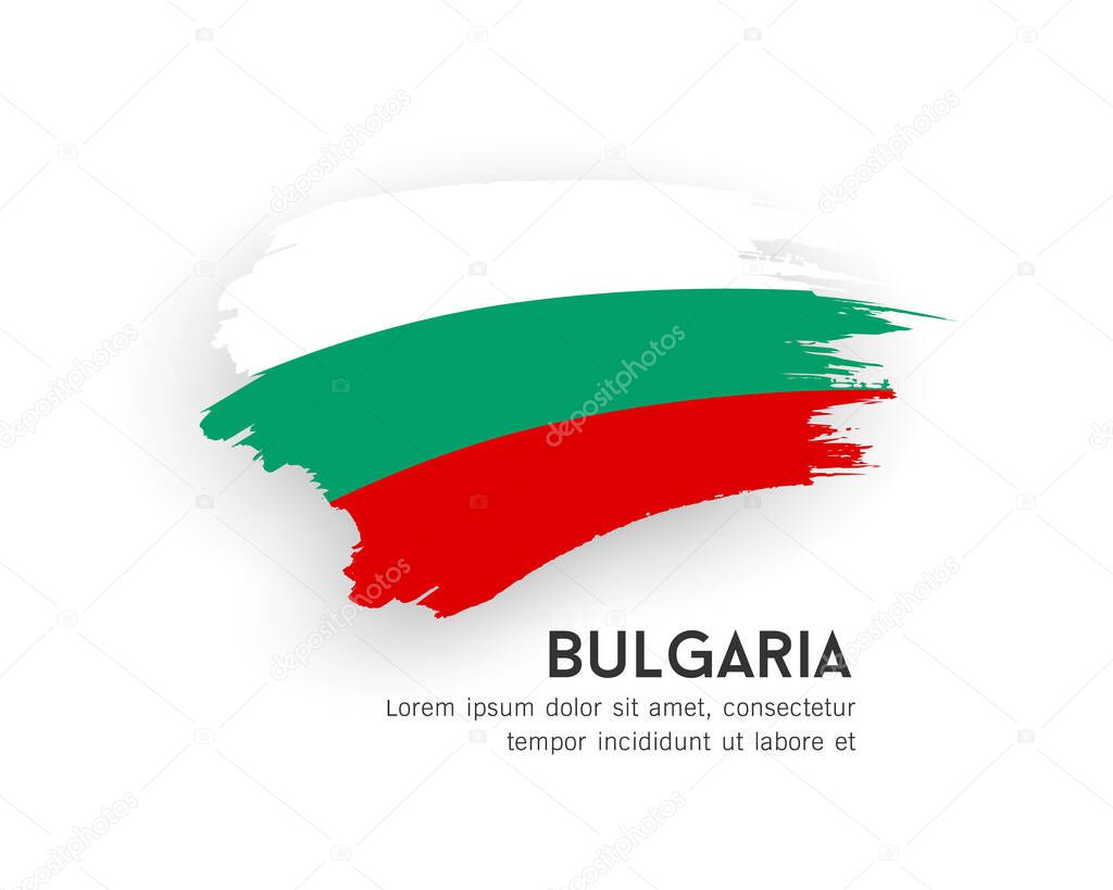 Flag of Bulgaria, brush stroke design isolated on white background, EPS10 vector illustration