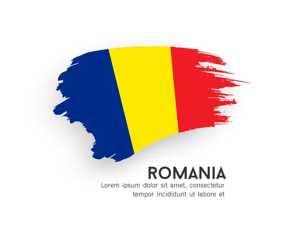 Bandera Rumania Diseño Pincelada Aislado Sobre Fondo Blanco Ilustración Vectorial — Vector de stock