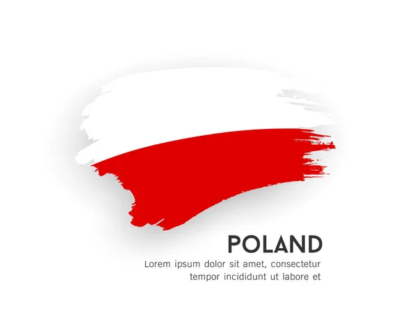 Flag Poland Brush Stroke Design Isolated White Background Eps10 Vector — 스톡 벡터