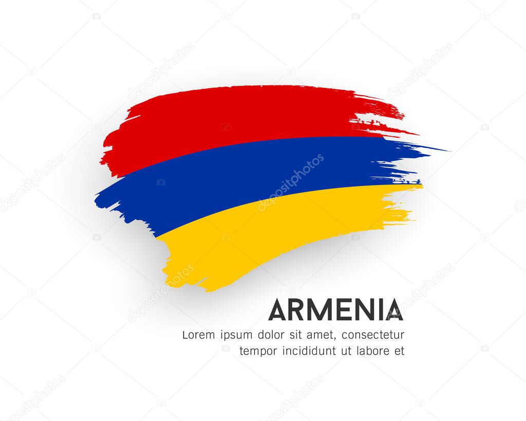 Flag of Armenia, brush stroke design isolated on white background, EPS10 vector illustration