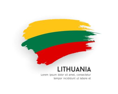Flag of Lithuania, brush stroke design isolated on white background, EPS10 vector illustration
