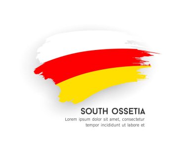 Flag of South Ossetia, brush stroke design isolated on white background, EPS10 vector illustration