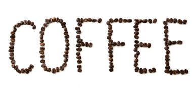 word kahve kahve taneleri tarafından çizilmiş