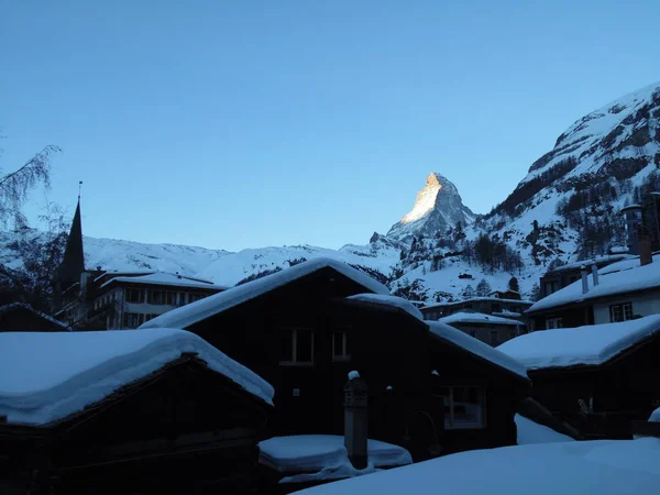 Matterhorn Zermatt Schweiz Solnedgång Syn Matterhorn — Stockfoto