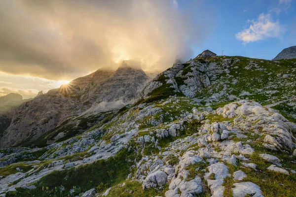 Sonnenuntergang Den Bergen Der Julischen Alpen — Stockfoto