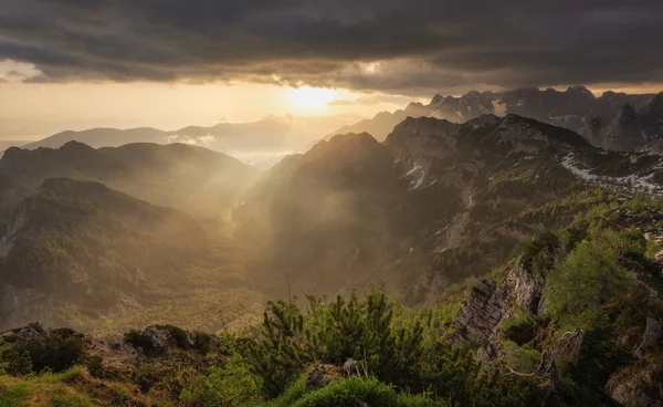 Vacker Sommarmorgon Bergen Julian Alperna — Stockfoto