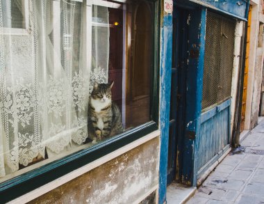 İtalya 'nın Venedik şehrinde karamsar bir gün. Güzel Rönesans binaları. 