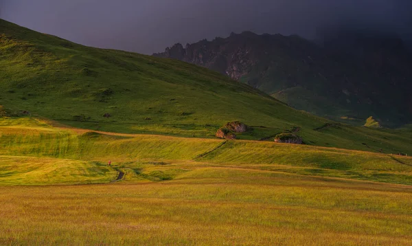 Seiser Alm Dramatic Gloomy Morning — Stock Photo, Image