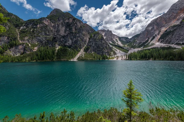 Lake Braies Dolomites Summer Season — Stock Photo, Image