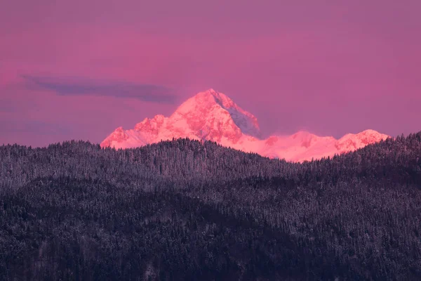 Montañas Invierno Después Una Nieve Fresca Las Colinas Los Alpes —  Fotos de Stock