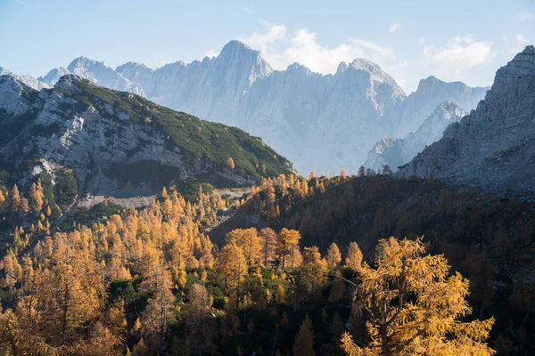 Autunno Slemenova Spica Sulle Alpi Giulie Fotografia Stock