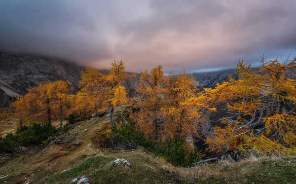 Jesień Slemenova Spica Alpach Julijskich — Zdjęcie stockowe