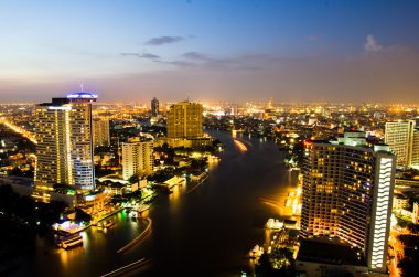 Bangkok gece şehri, Tayland.