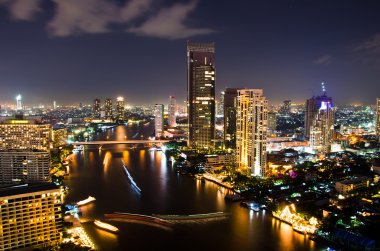 Bangkok gece şehri, Tayland.