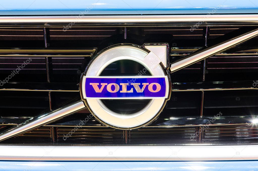 BANGKOK - MARCH 25: Logo of Volvo V40 car on display at The 35th Bangkok International Motor Show on March 25, 2014 in Bangkok, Thailand.