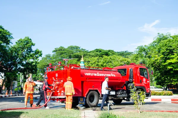 Practicing plan fire protection and control — Stock Photo, Image